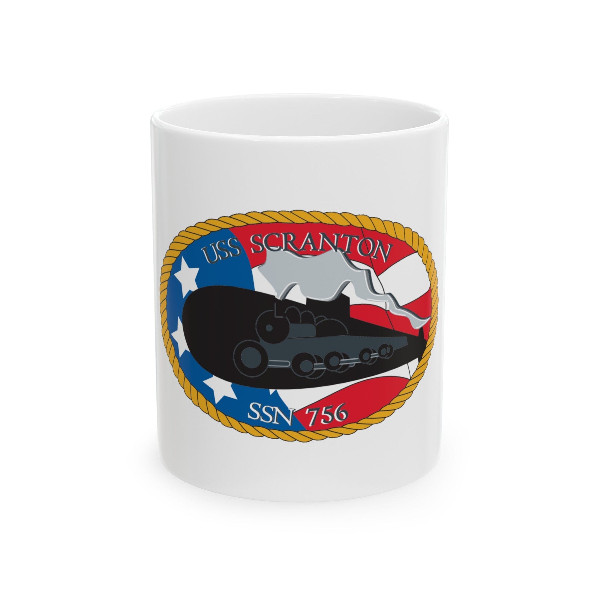 USS Scranton SSN 756 (U.S. Navy) White Coffee Mug-11oz-The Sticker Space
