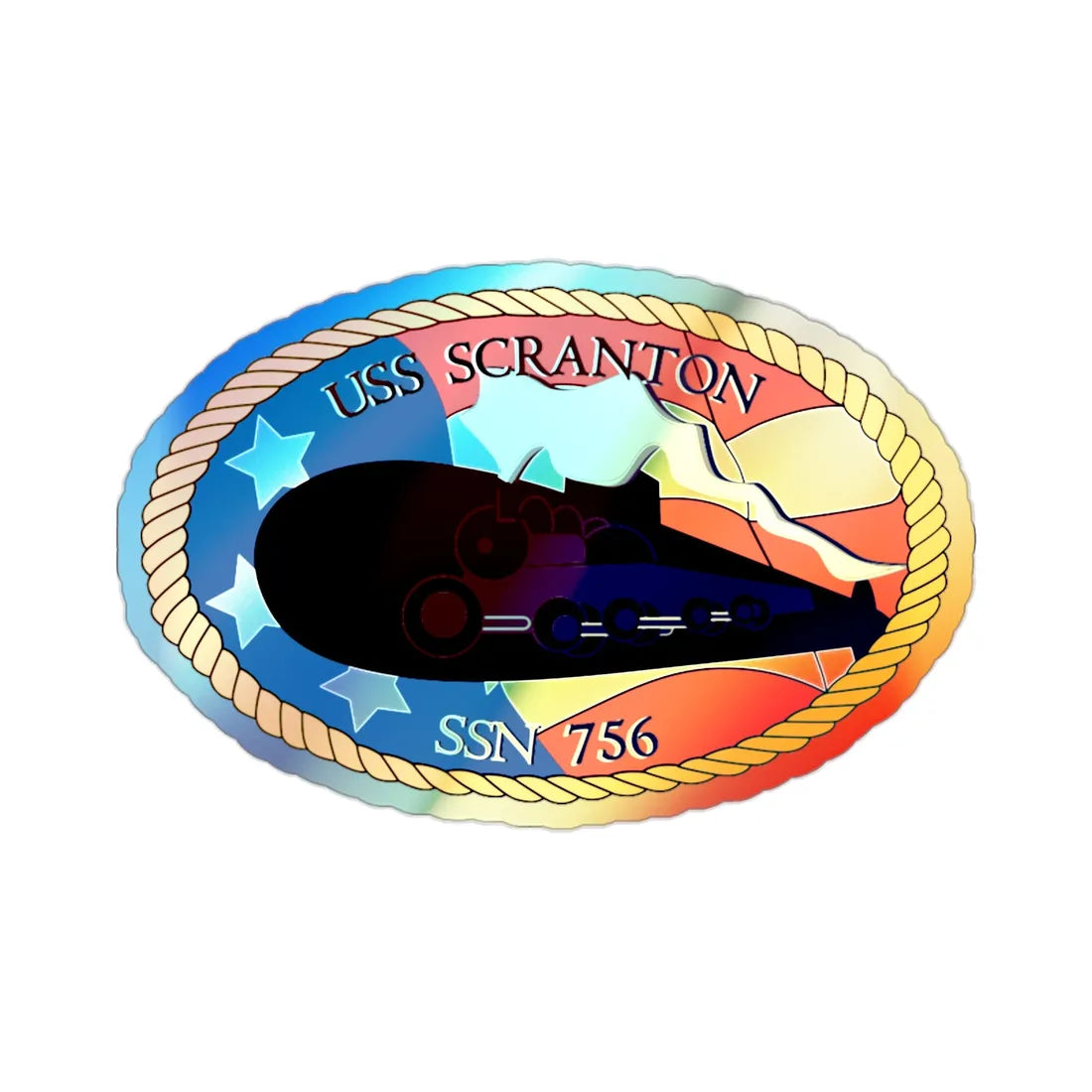 USS Scranton SSN 756 (U.S. Navy) Holographic STICKER Die-Cut Vinyl Decal 2 Inch Holographic - The Sticker Space