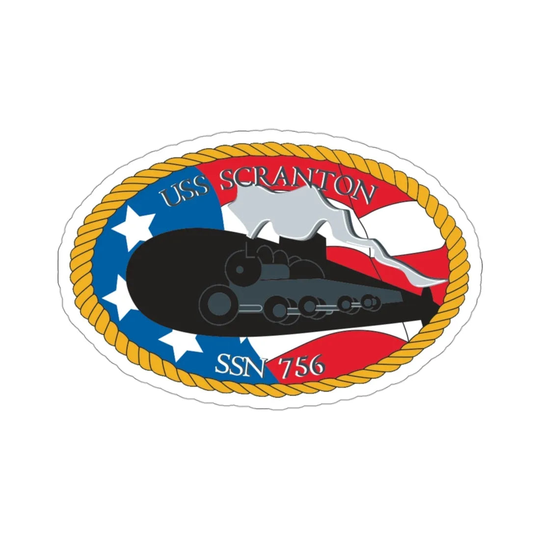 USS Scranton SSN 756 (U.S. Navy) STICKER Vinyl Die-Cut Decal 3 Inch - The Sticker Space