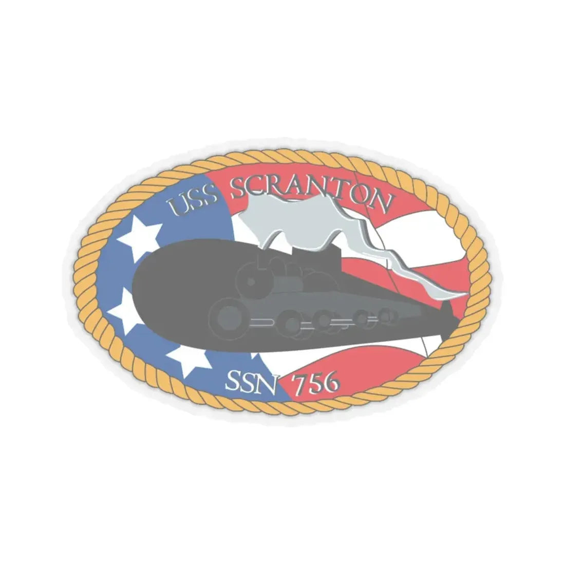 USS Scranton SSN 756 (U.S. Navy) STICKER Vinyl Kiss-Cut Decal 4 Inch Transparent - The Sticker Space