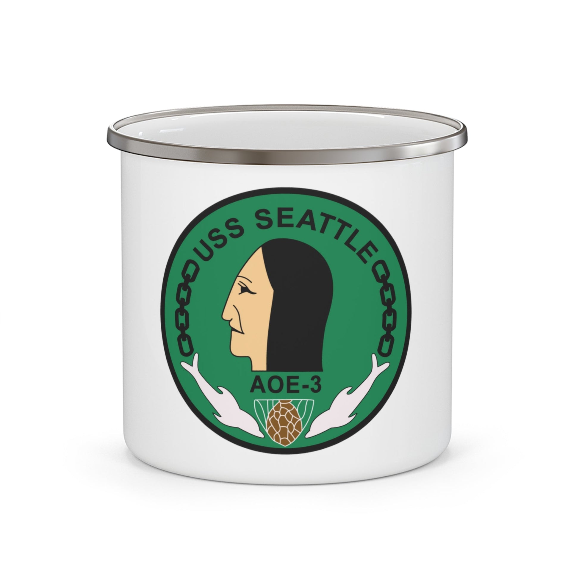 USS Seattle AOE 3 (U.S. Navy) Enamel Mug 12oz-12oz-The Sticker Space