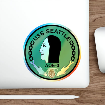 USS Seattle AOE 3 (U.S. Navy) Holographic STICKER Die-Cut Vinyl Decal-The Sticker Space