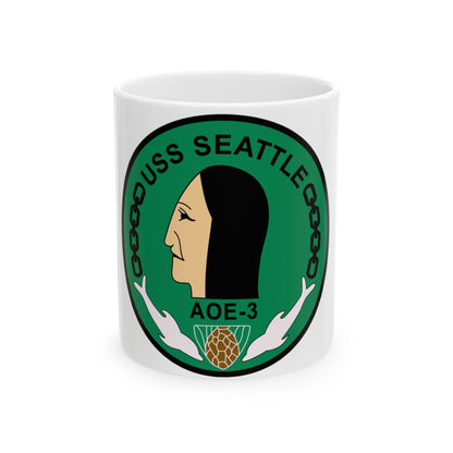 USS Seattle AOE 3 (U.S. Navy) White Coffee Mug-11oz-The Sticker Space