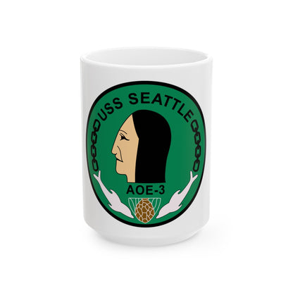 USS Seattle AOE 3 (U.S. Navy) White Coffee Mug-15oz-The Sticker Space