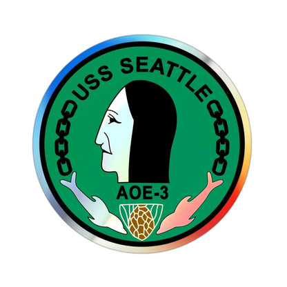 USS Seattle AOE 3 (U.S. Navy) Holographic STICKER Die-Cut Vinyl Decal 2 Inch Holographic - The Sticker Space