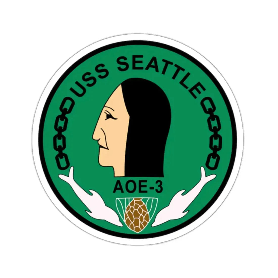USS Seattle AOE 3 (U.S. Navy) STICKER Vinyl Kiss-Cut Decal 2 Inch White - The Sticker Space