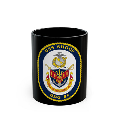 USS Shoup DDG 86 Crest (U.S. Navy) Black Coffee Mug-11oz-The Sticker Space