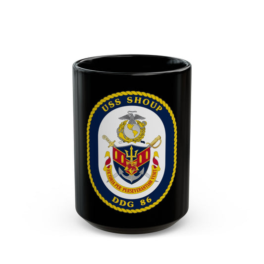 USS Shoup DDG 86 Crest (U.S. Navy) Black Coffee Mug-15oz-The Sticker Space