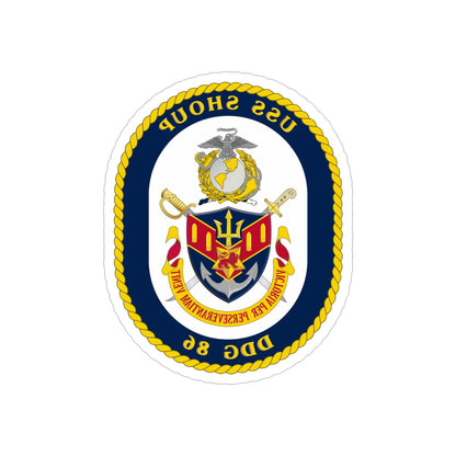 USS Shoup DDG 86 Crest (U.S. Navy) REVERSE PRINT Transparent STICKER-5" × 5"-The Sticker Space