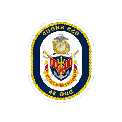 USS Shoup DDG 86 Crest (U.S. Navy) REVERSE PRINT Transparent STICKER-6" × 6"-The Sticker Space