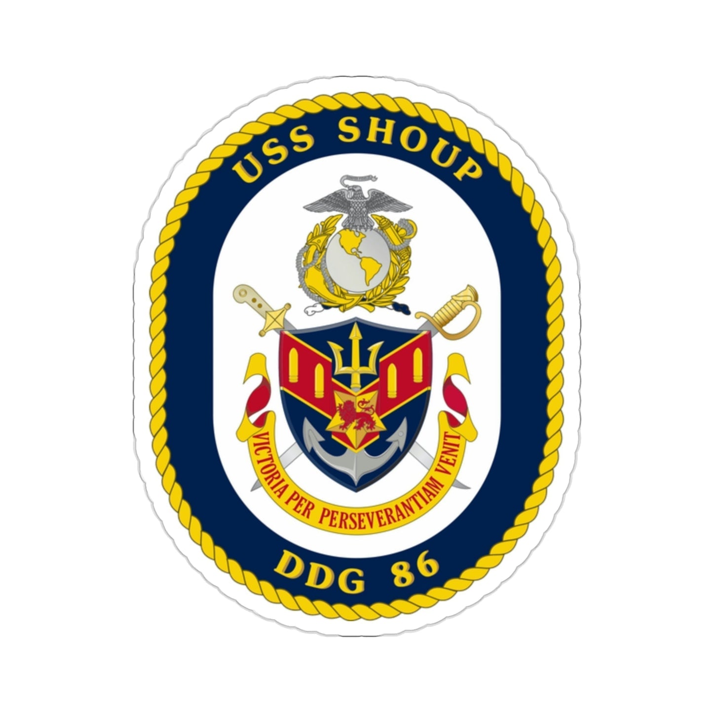 USS Shoup DDG 86 Crest (U.S. Navy) STICKER Vinyl Die-Cut Decal-2 Inch-The Sticker Space