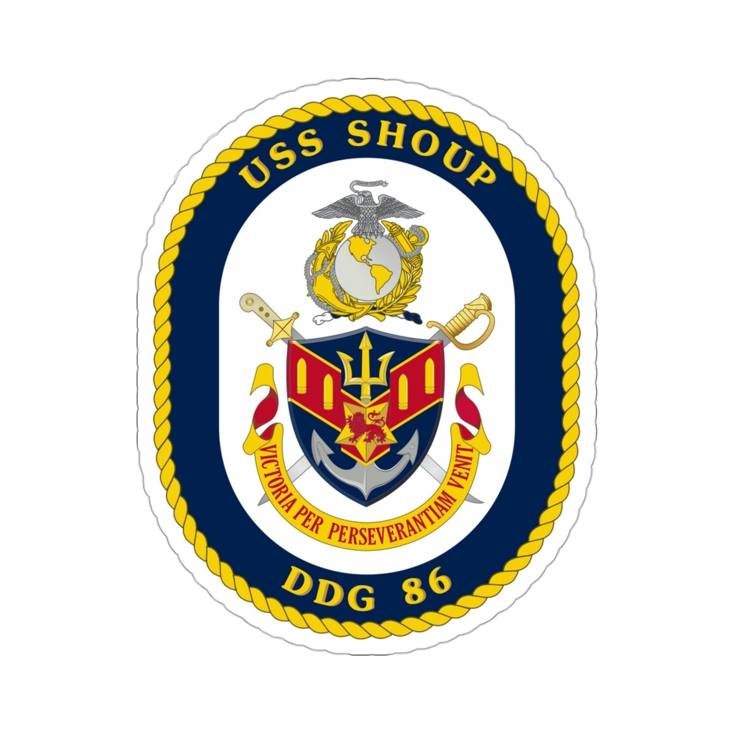 USS Shoup DDG 86 Crest (U.S. Navy) STICKER Vinyl Die-Cut Decal-3 Inch-The Sticker Space