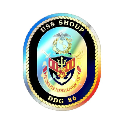 USS Shoup DDG 86 Crest (U.S. Navy) Holographic STICKER Die-Cut Vinyl Decal 2 Inch Holographic - The Sticker Space