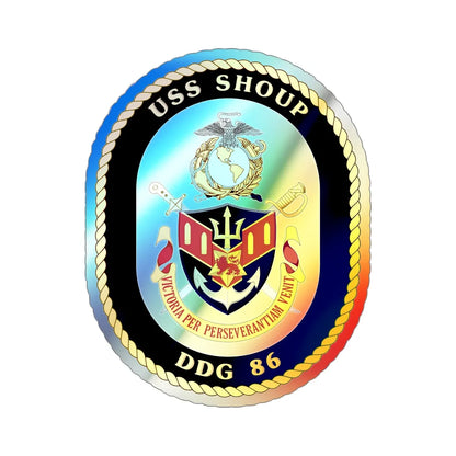 USS Shoup DDG 86 Crest (U.S. Navy) Holographic STICKER Die-Cut Vinyl Decal 6 Inch Holographic - The Sticker Space