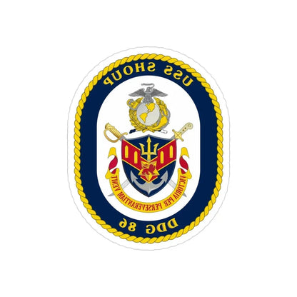 USS Shoup DDG 86 Crest (U.S. Navy) REVERSE PRINT Transparent Die-Cut STICKER 3 Inch Die-Cut Transparent - The Sticker Space