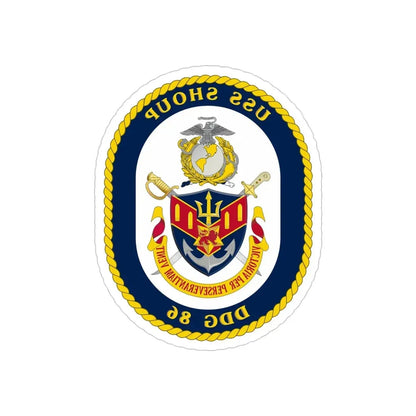 USS Shoup DDG 86 Crest (U.S. Navy) REVERSE PRINT Transparent Die-Cut STICKER 5 Inch Die-Cut Transparent - The Sticker Space