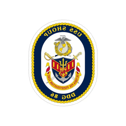USS Shoup DDG 86 Crest (U.S. Navy) REVERSE PRINT Transparent Die-Cut STICKER 6 Inch Die-Cut Transparent - The Sticker Space