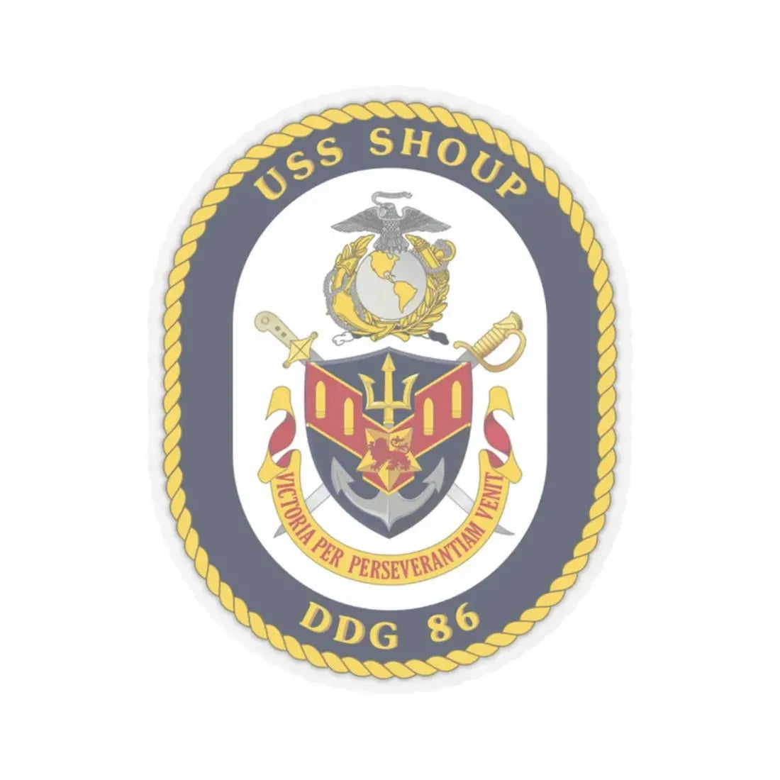 USS Shoup DDG 86 Crest (U.S. Navy) STICKER Vinyl Kiss-Cut Decal 2 Inch Transparent - The Sticker Space