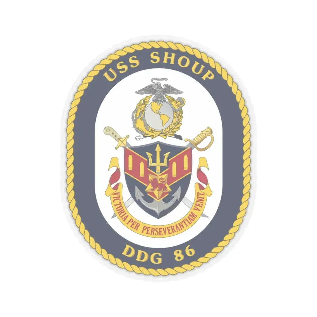 USS Shoup DDG 86 Crest (U.S. Navy) STICKER Vinyl Kiss-Cut Decal 3 Inch Transparent - The Sticker Space
