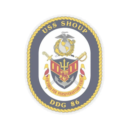 USS Shoup DDG 86 Crest (U.S. Navy) STICKER Vinyl Kiss-Cut Decal 3 Inch Transparent - The Sticker Space
