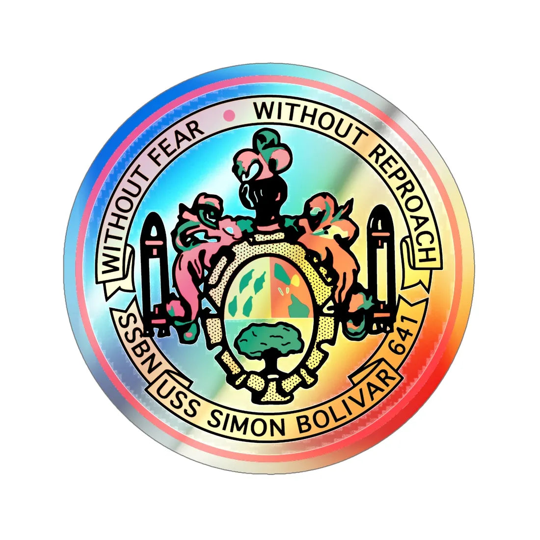 USS Simon Bolivar SSBN 641 (U.S. Navy) Holographic STICKER Die-Cut Vinyl Decal 6 Inch Holographic - The Sticker Space