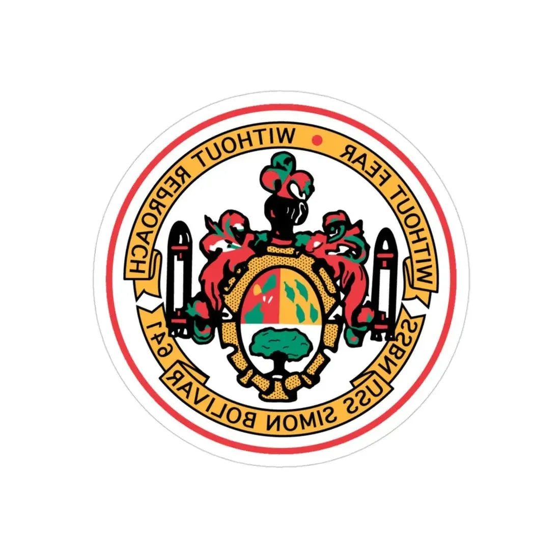 USS Simon Bolivar SSBN 641 (U.S. Navy) REVERSE PRINT Transparent Die-Cut STICKER 3 Inch Die-Cut Transparent - The Sticker Space