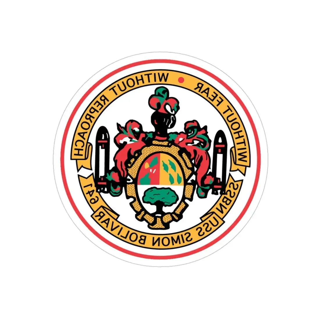 USS Simon Bolivar SSBN 641 (U.S. Navy) REVERSE PRINT Transparent Die-Cut STICKER 4 Inch Die-Cut Transparent - The Sticker Space