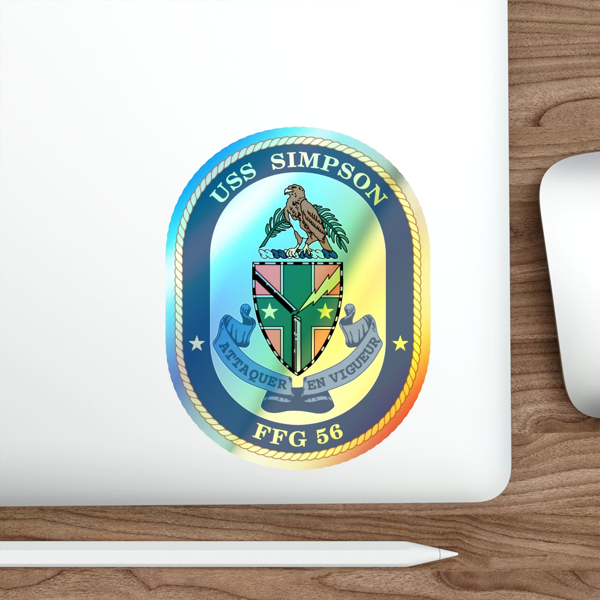 USS Simpson (U.S. Navy) Holographic STICKER Die-Cut Vinyl Decal-The Sticker Space