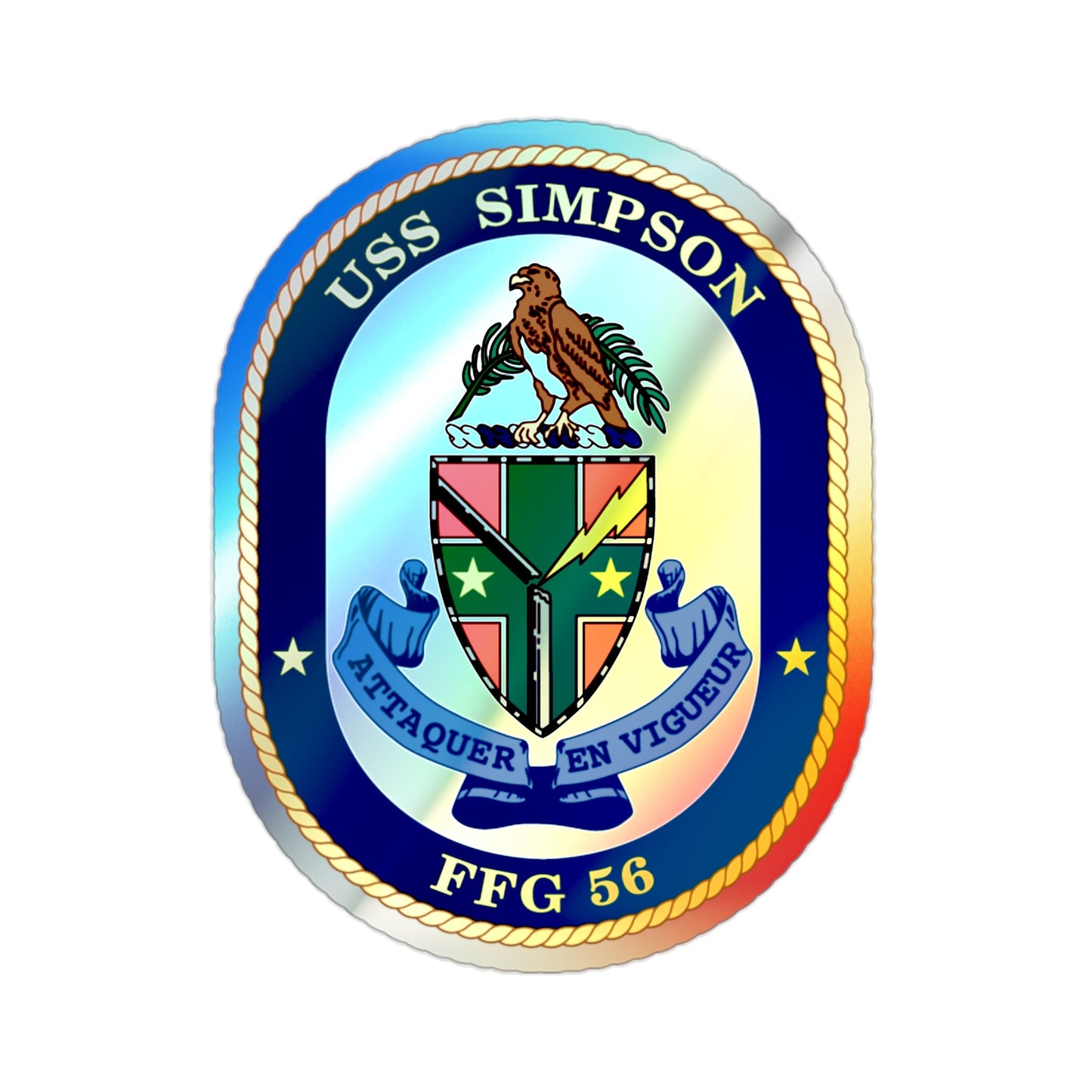 USS Simpson (U.S. Navy) Holographic STICKER Die-Cut Vinyl Decal-2 Inch-The Sticker Space