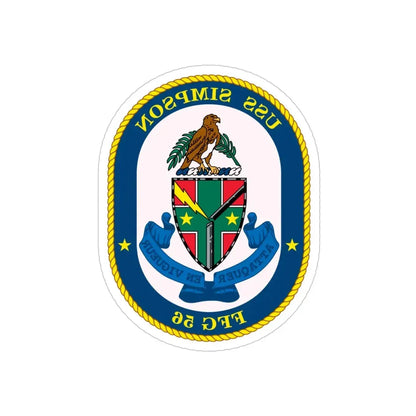 USS Simpson (U.S. Navy) REVERSE PRINT Transparent Die-Cut STICKER 4 Inch Die-Cut Transparent - The Sticker Space