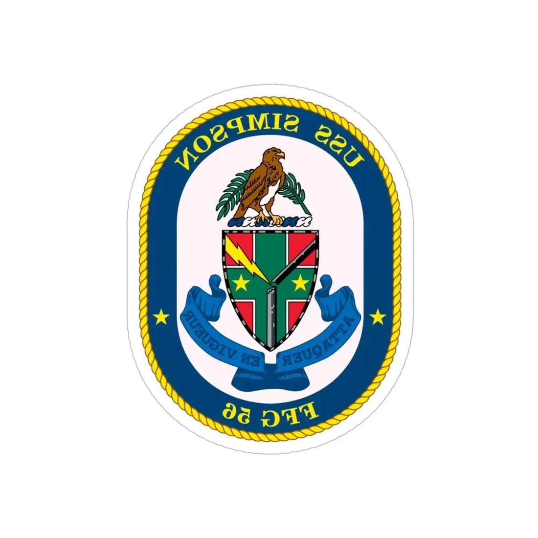 USS Simpson (U.S. Navy) REVERSE PRINT Transparent Die-Cut STICKER 6 Inch Die-Cut Transparent - The Sticker Space