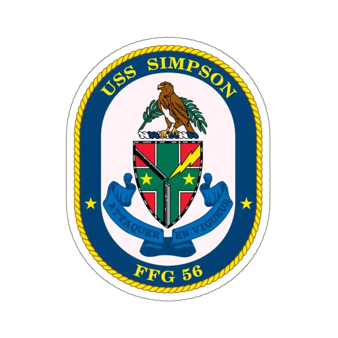 USS Simpson (U.S. Navy) STICKER Vinyl Kiss-Cut Decal 4 Inch White - The Sticker Space