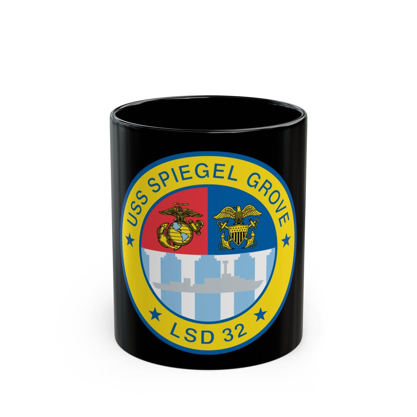 USS Spiegel Grove LSD 32 (U.S. Navy) Black Coffee Mug-11oz-The Sticker Space