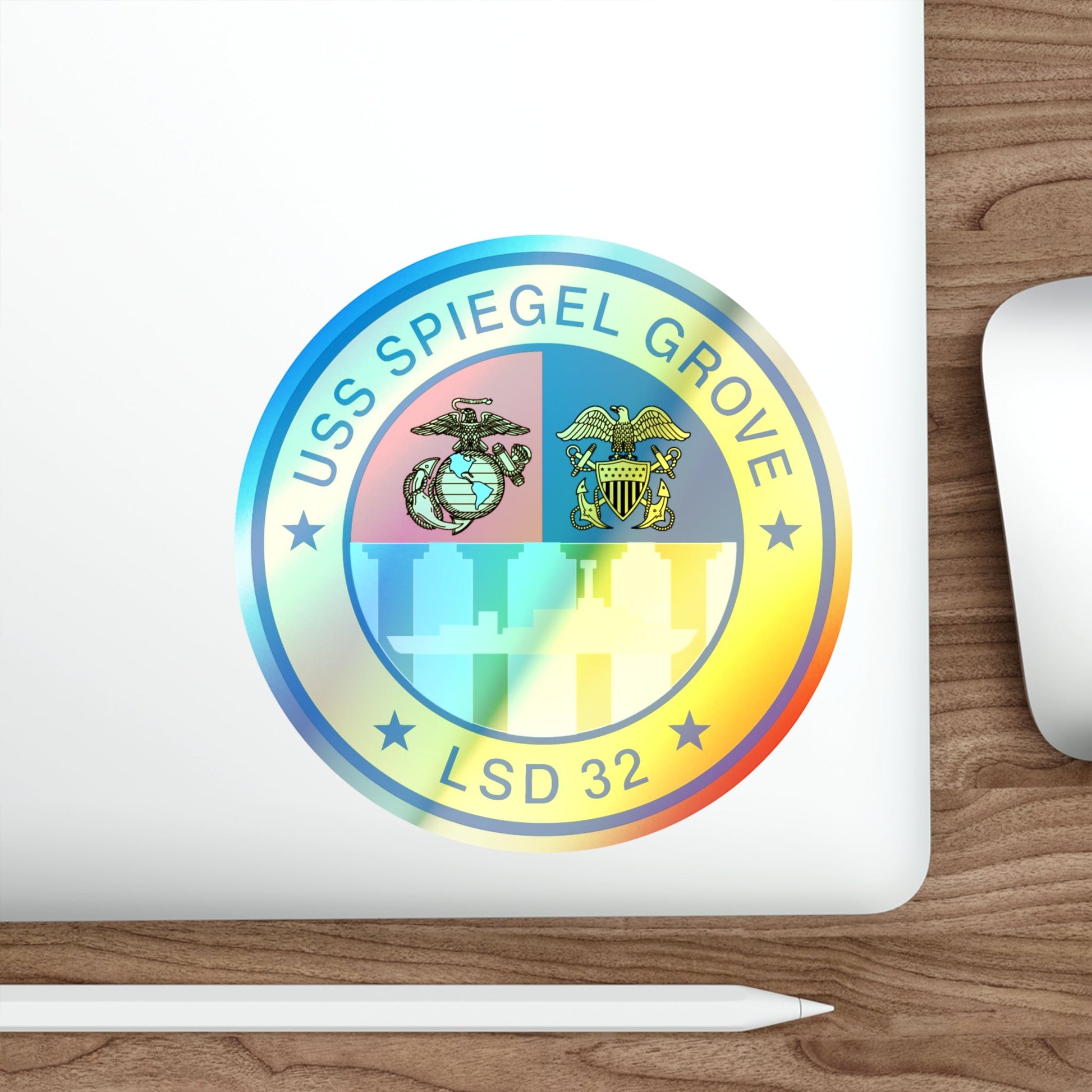 USS Spiegel Grove LSD 32 (U.S. Navy) Holographic STICKER Die-Cut Vinyl Decal-The Sticker Space