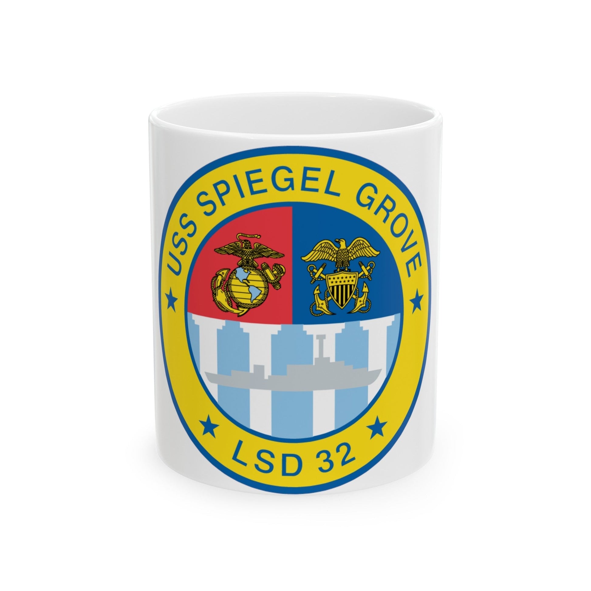 USS Spiegel Grove LSD 32 (U.S. Navy) White Coffee Mug-11oz-The Sticker Space