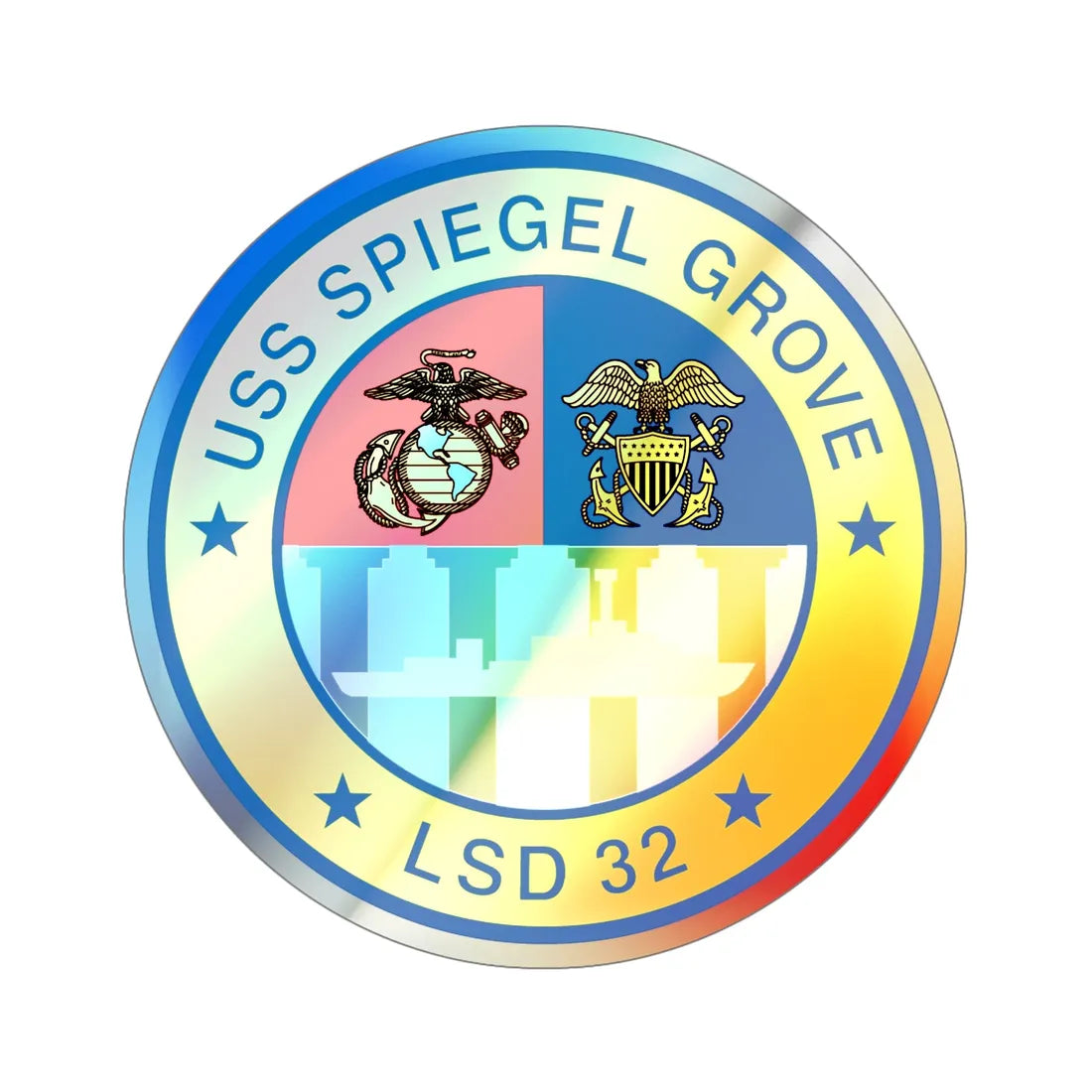 USS Spiegel Grove LSD 32 (U.S. Navy) Holographic STICKER Die-Cut Vinyl ...