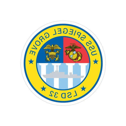 USS Spiegel Grove LSD 32 (U.S. Navy) REVERSE PRINT Transparent Die-Cut STICKER 2 Inch Die-Cut Transparent - The Sticker Space