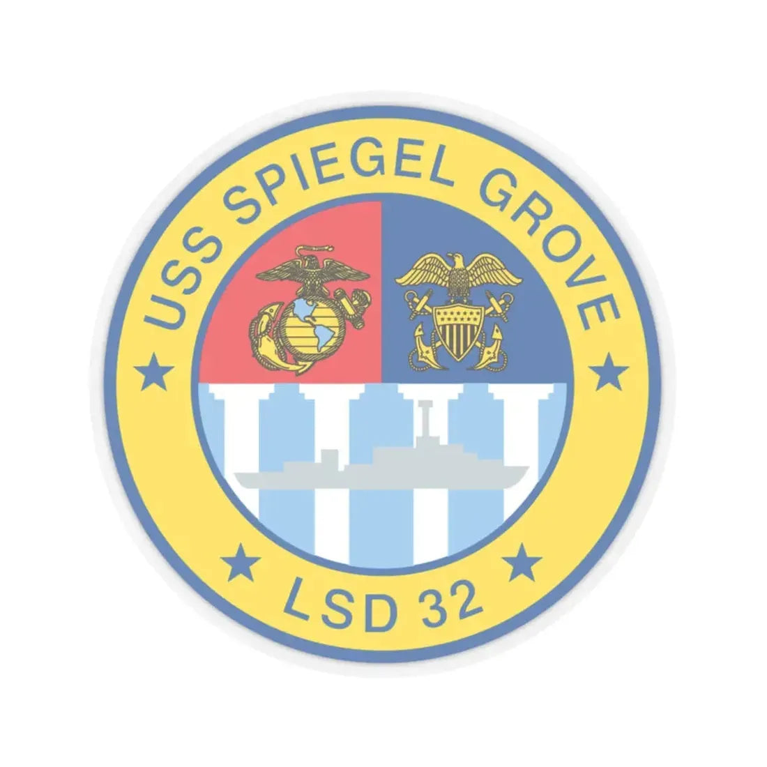 USS Spiegel Grove LSD 32 (U.S. Navy) STICKER Vinyl Kiss-Cut Decal 4 Inch Transparent - The Sticker Space