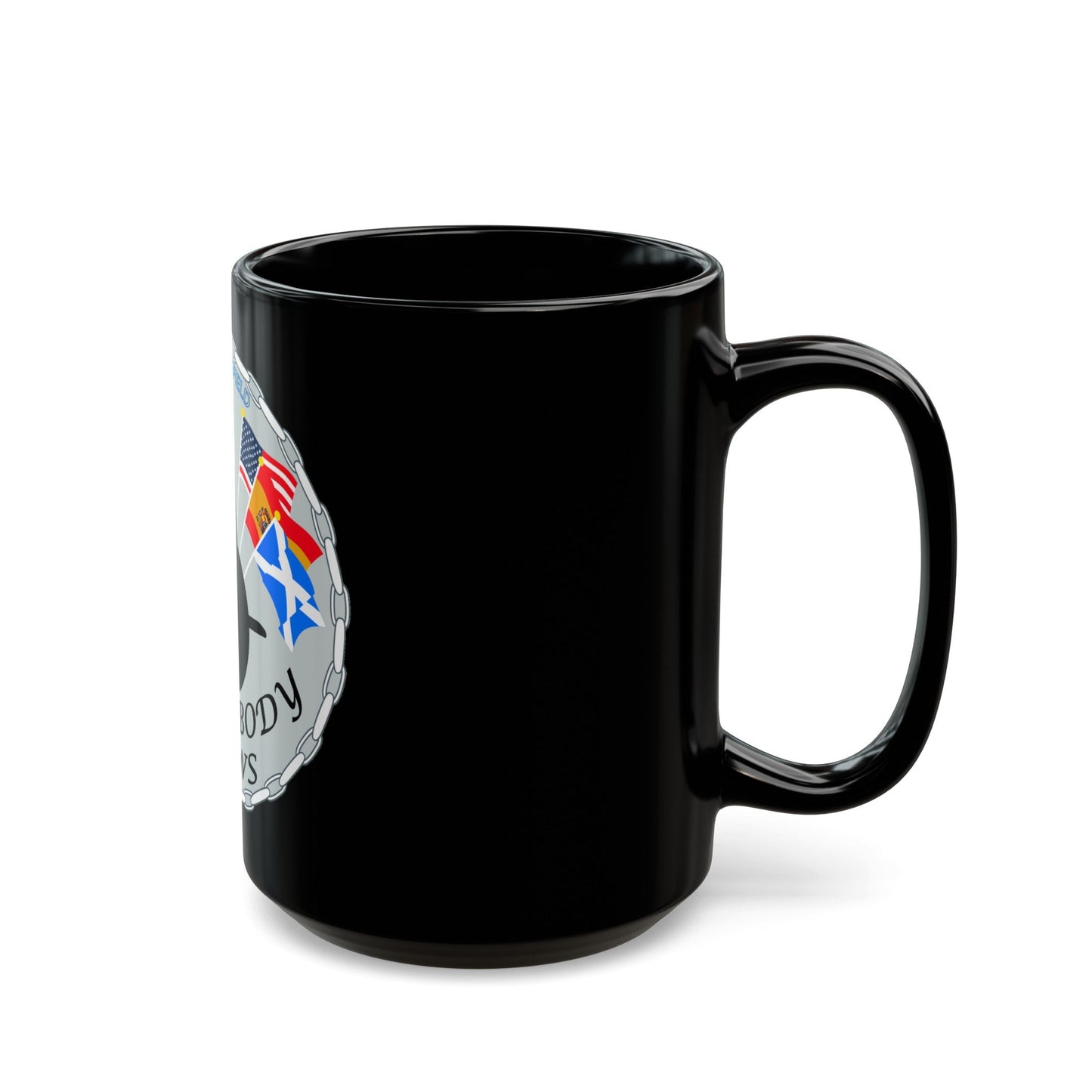 USS Springfield Everybody Rows (U.S. Navy) Black Coffee Mug-The Sticker Space