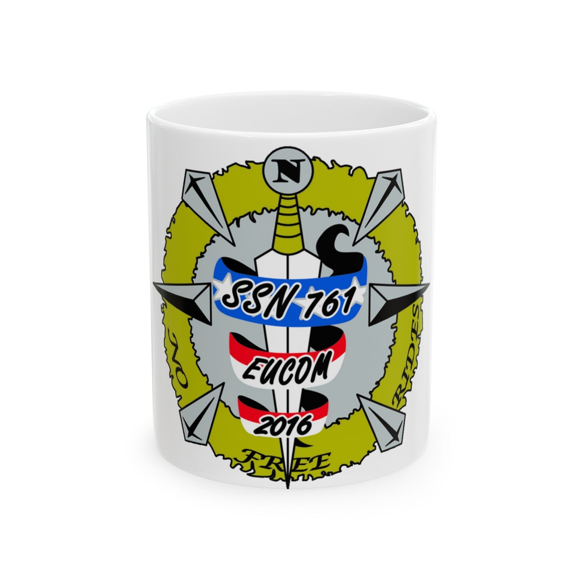 USS Springfield SSN 761 (U.S. Navy) White Coffee Mug-11oz-The Sticker Space