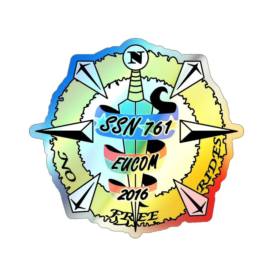 USS Springfield SSN 761 (U.S. Navy) Holographic STICKER Die-Cut Vinyl Decal 4 Inch Holographic - The Sticker Space