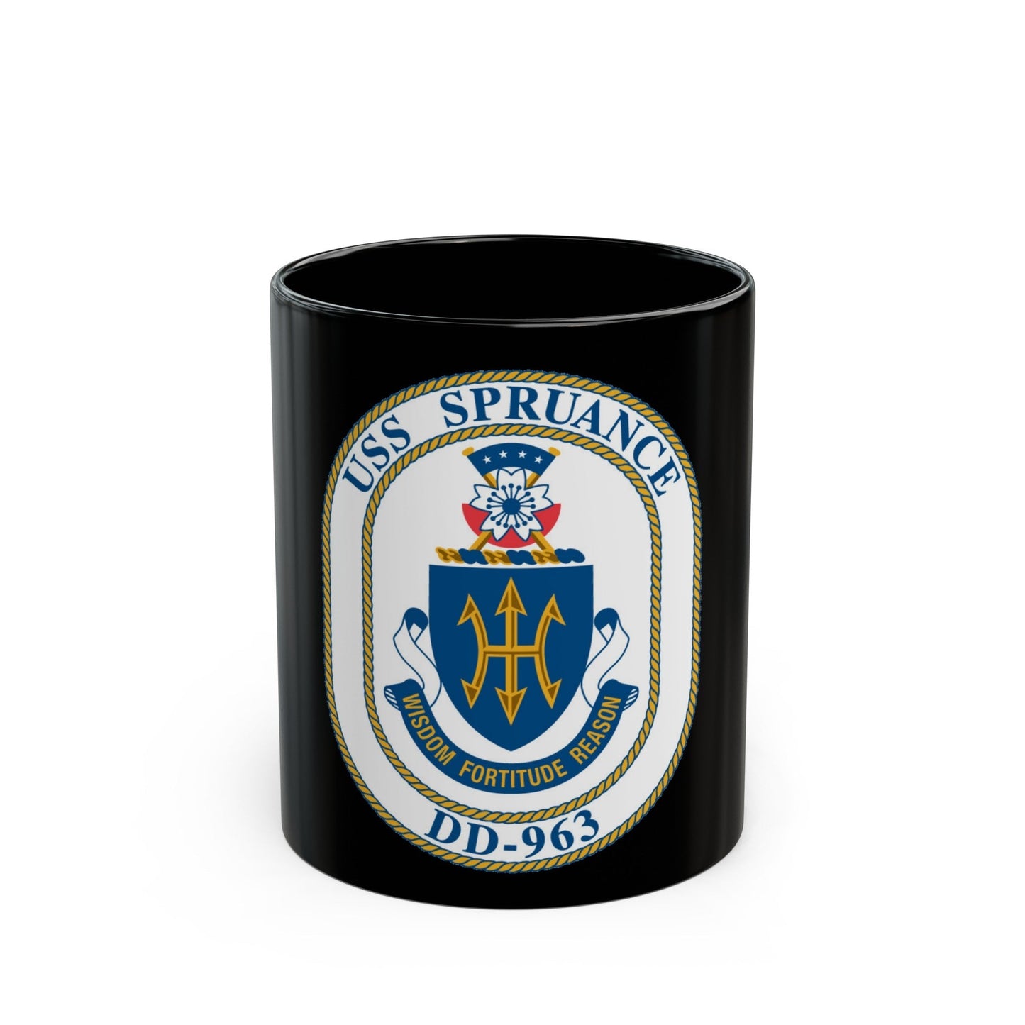 USS Spruance DD 963 (U.S. Navy) Black Coffee Mug-11oz-The Sticker Space