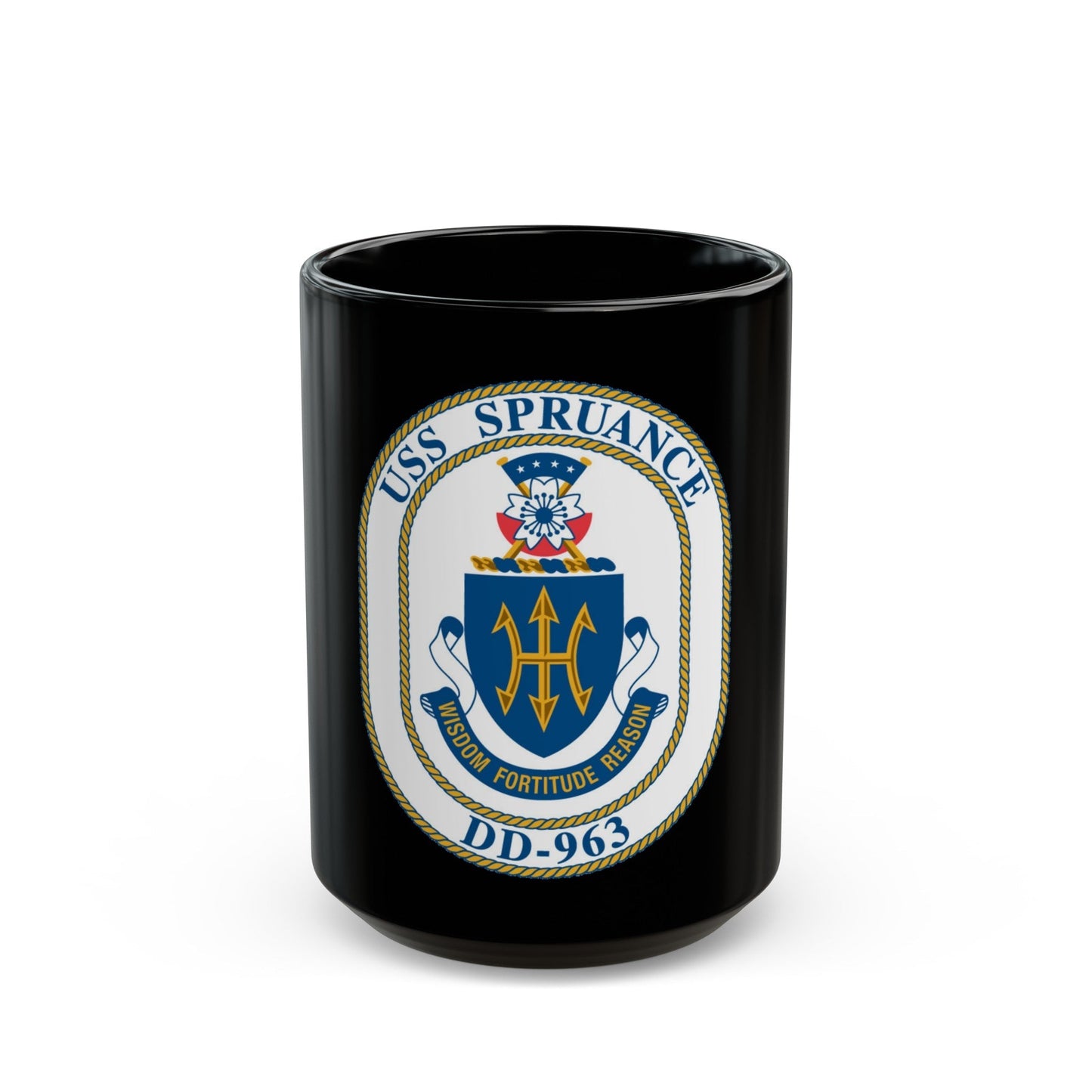 USS Spruance DD 963 (U.S. Navy) Black Coffee Mug-15oz-The Sticker Space