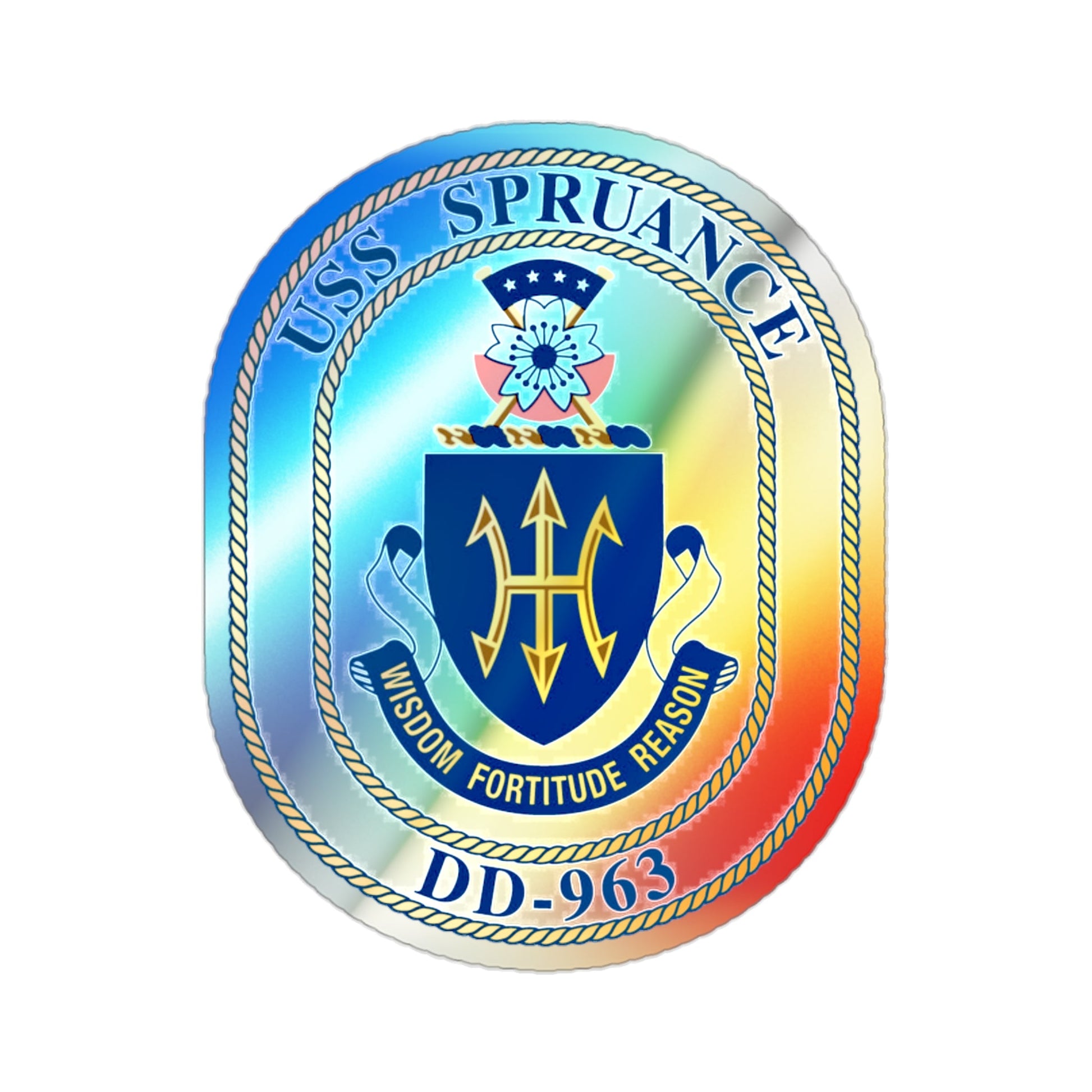 USS Spruance DD 963 (U.S. Navy) Holographic STICKER Die-Cut Vinyl Decal-2 Inch-The Sticker Space