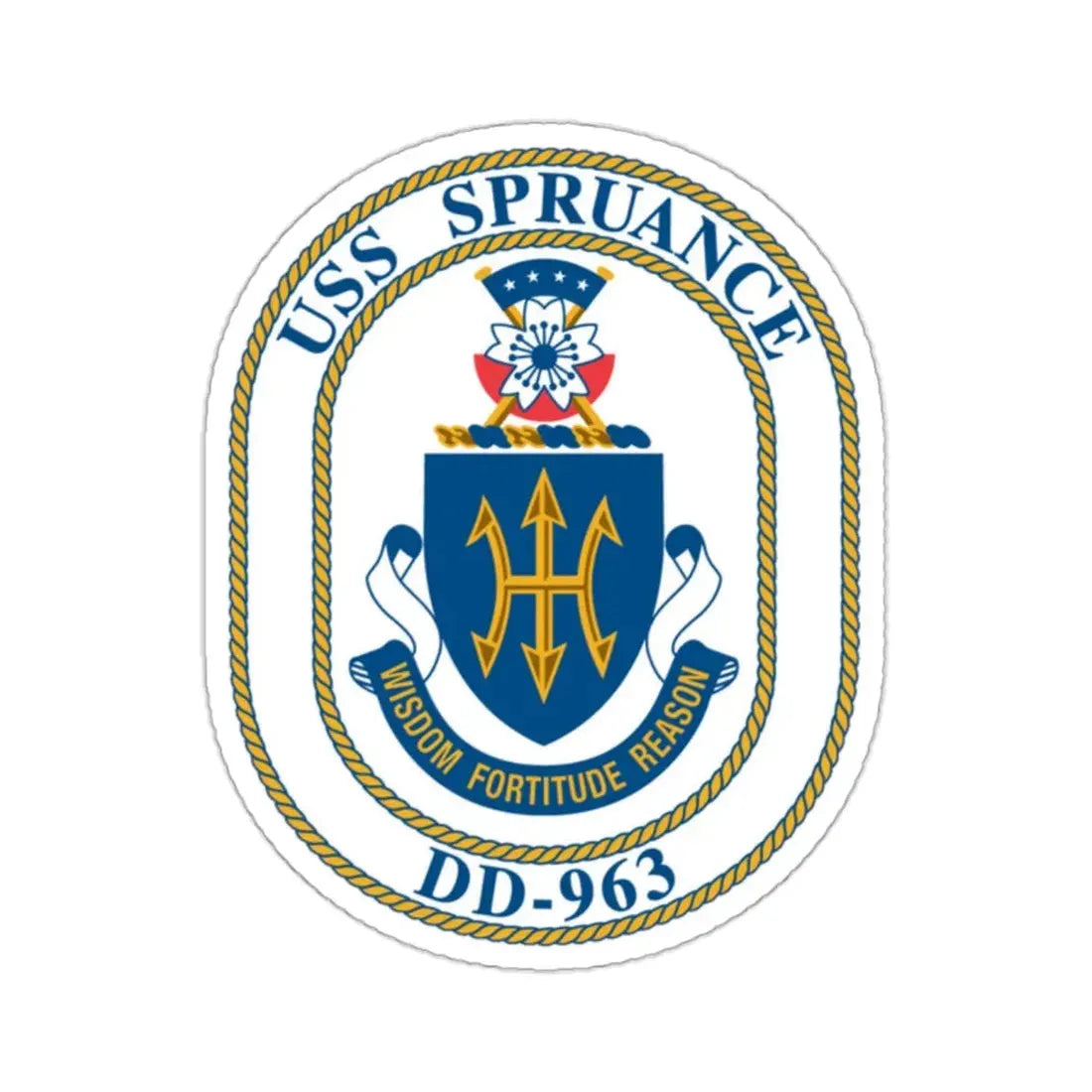 USS Spruance DD 963 (U.S. Navy) STICKER Vinyl Kiss-Cut Decal 2 Inch White - The Sticker Space