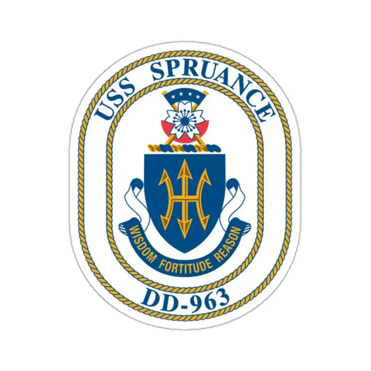 USS Spruance DD 963 (U.S. Navy) STICKER Vinyl Kiss-Cut Decal 2 Inch White - The Sticker Space