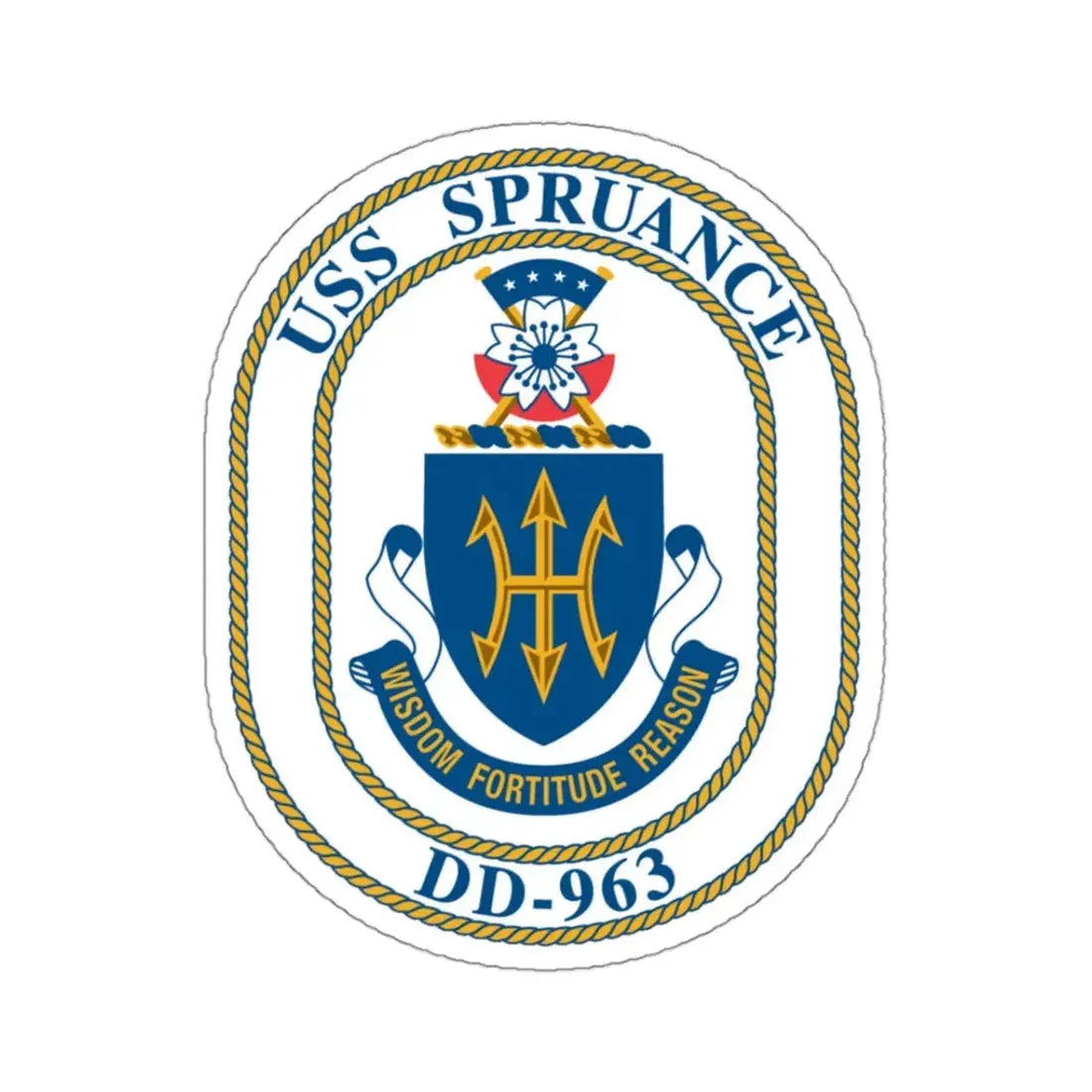 USS Spruance DD 963 (U.S. Navy) STICKER Vinyl Kiss-Cut Decal 3 Inch White - The Sticker Space