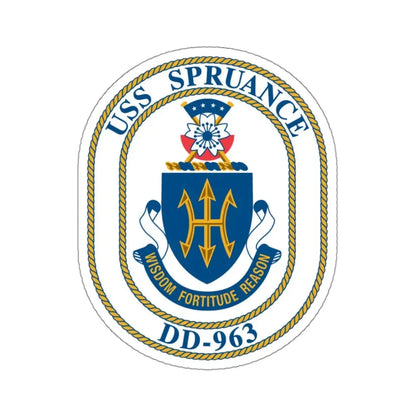 USS Spruance DD 963 (U.S. Navy) STICKER Vinyl Kiss-Cut Decal 3 Inch White - The Sticker Space