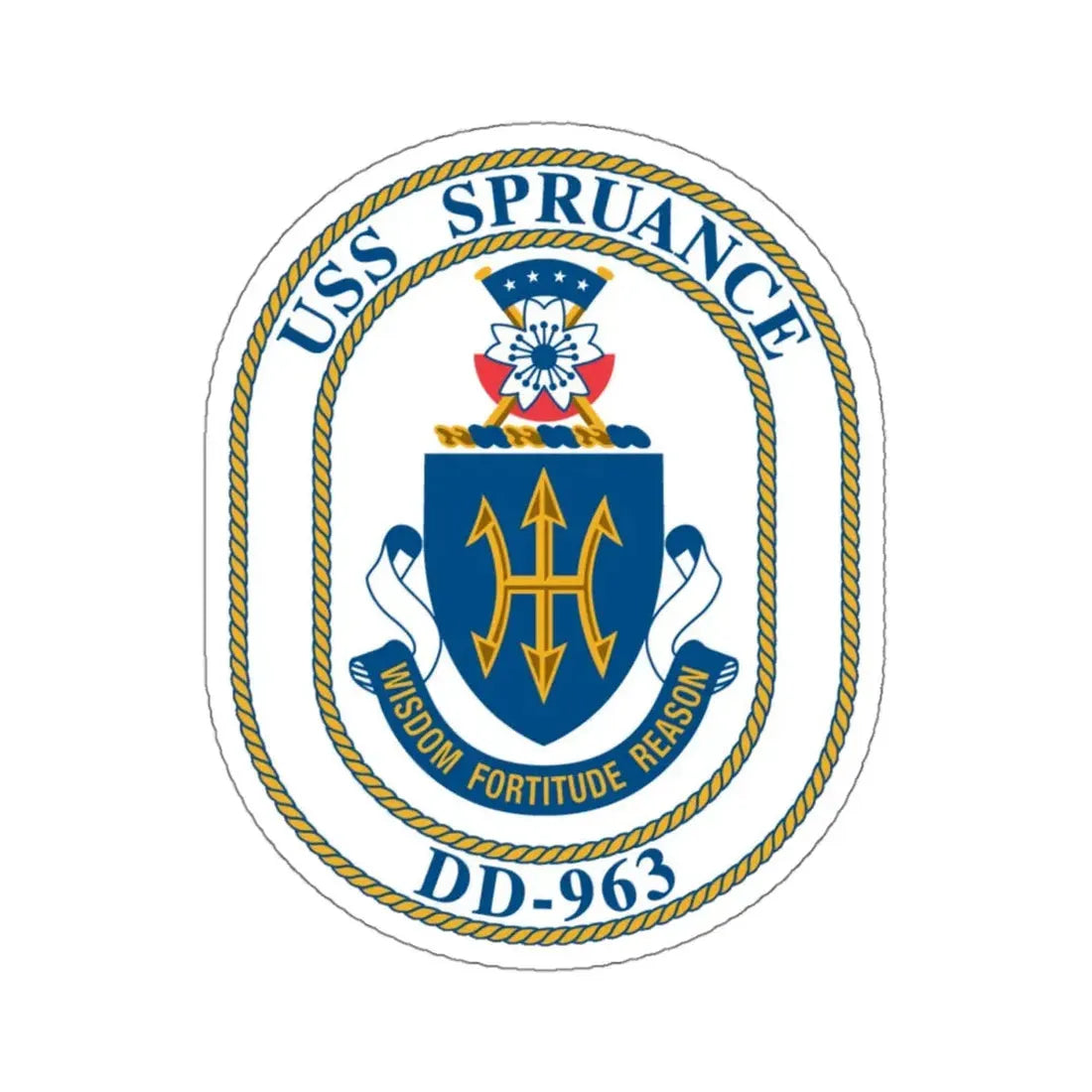 USS Spruance DD 963 (U.S. Navy) STICKER Vinyl Kiss-Cut Decal 4 Inch White - The Sticker Space