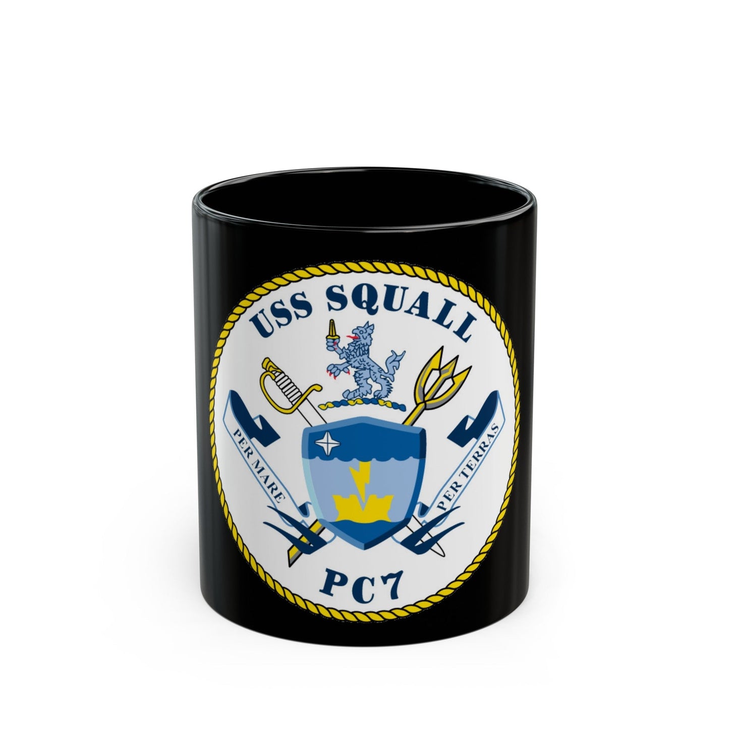 USS Squall PC7 (U.S. Navy) Black Coffee Mug-11oz-The Sticker Space